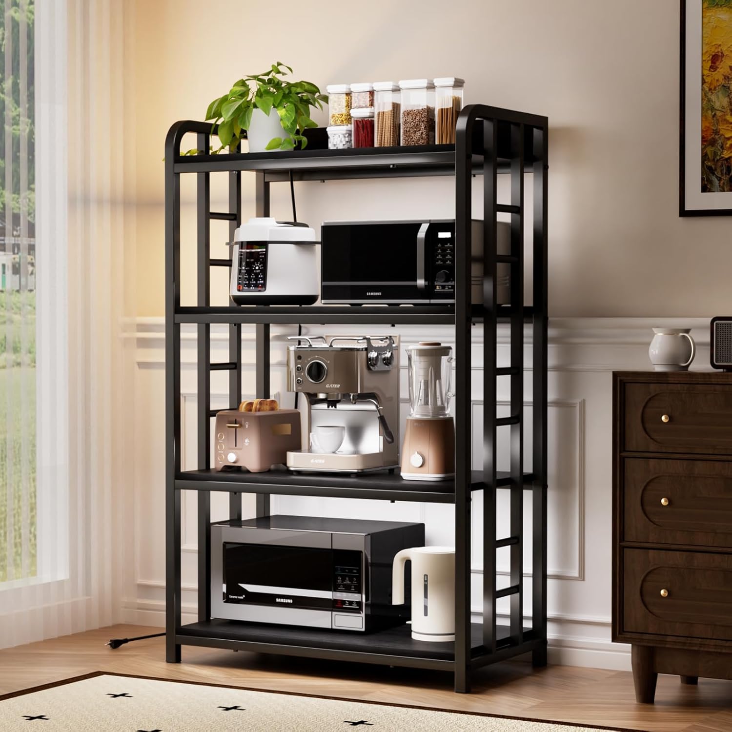 Kitchen Baker - Adjustable Bakers Rack with Power Outlet,