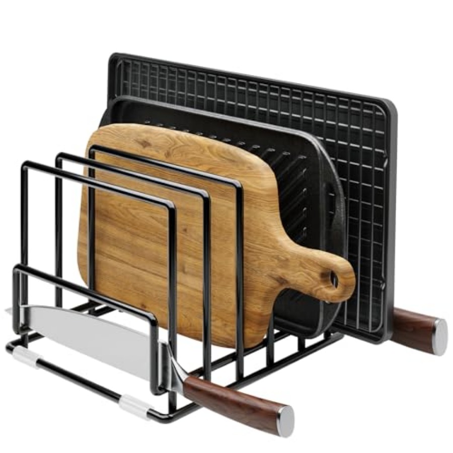 Kitchen Cabinet Baking Organizer - Cutting Board Organizer Rack with 7