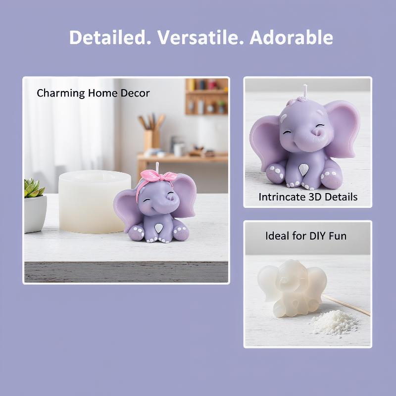 Silicone Cake Mold - 3D Cartoon Elephant Silicone Candle Mold