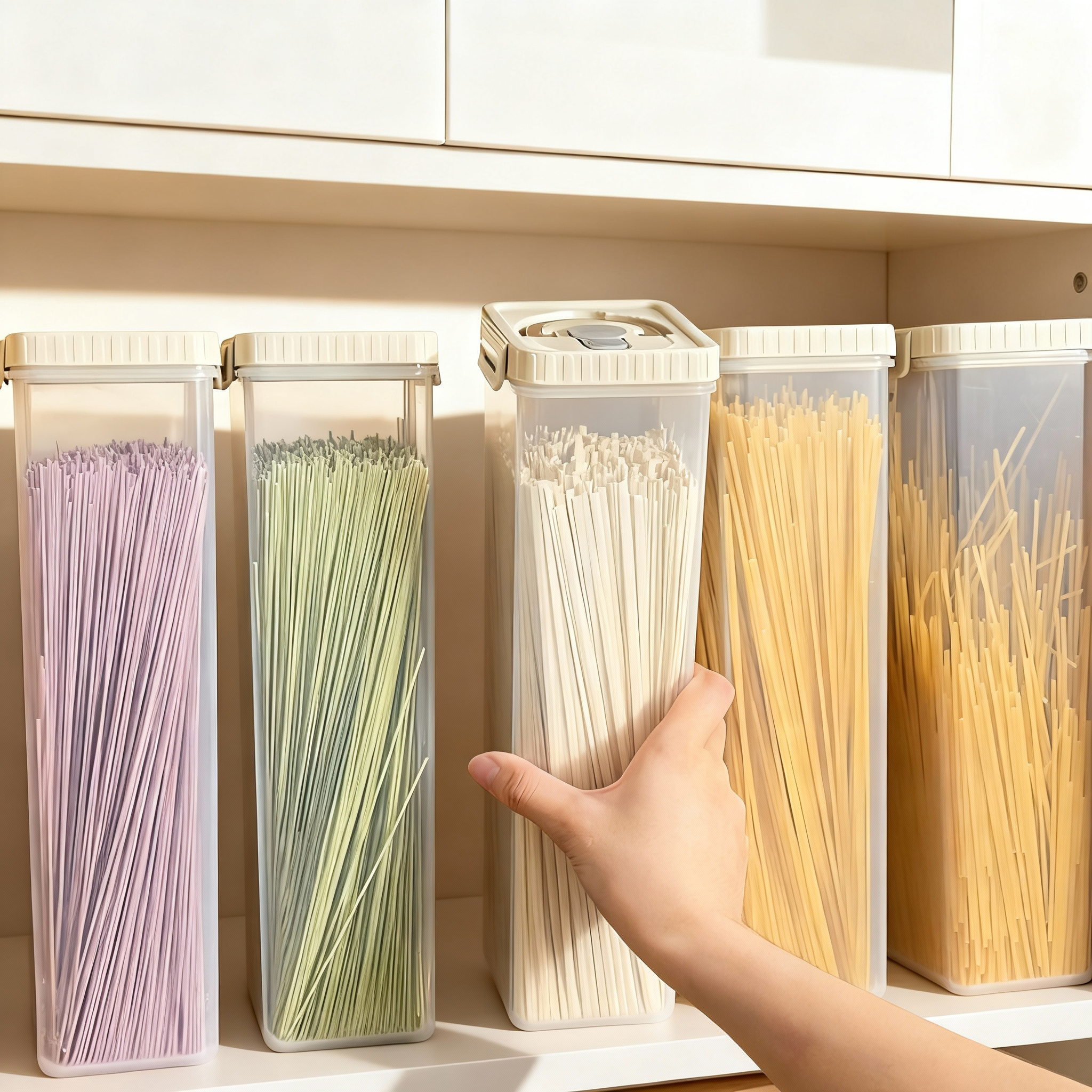 Kitchen Baking Tray Organizer - Noodles Sealed Storage Box With Handle