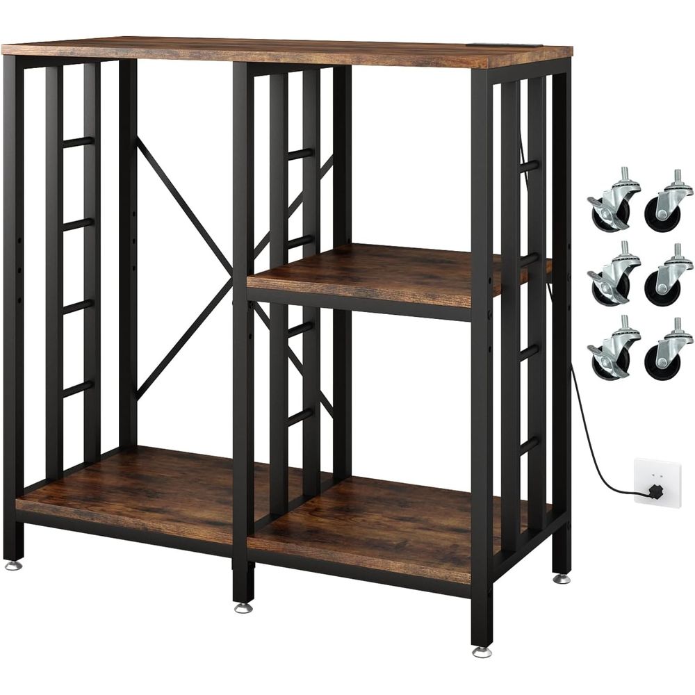 Kitchen Baker - Adjustable Kitchen Bakers Rack with Power