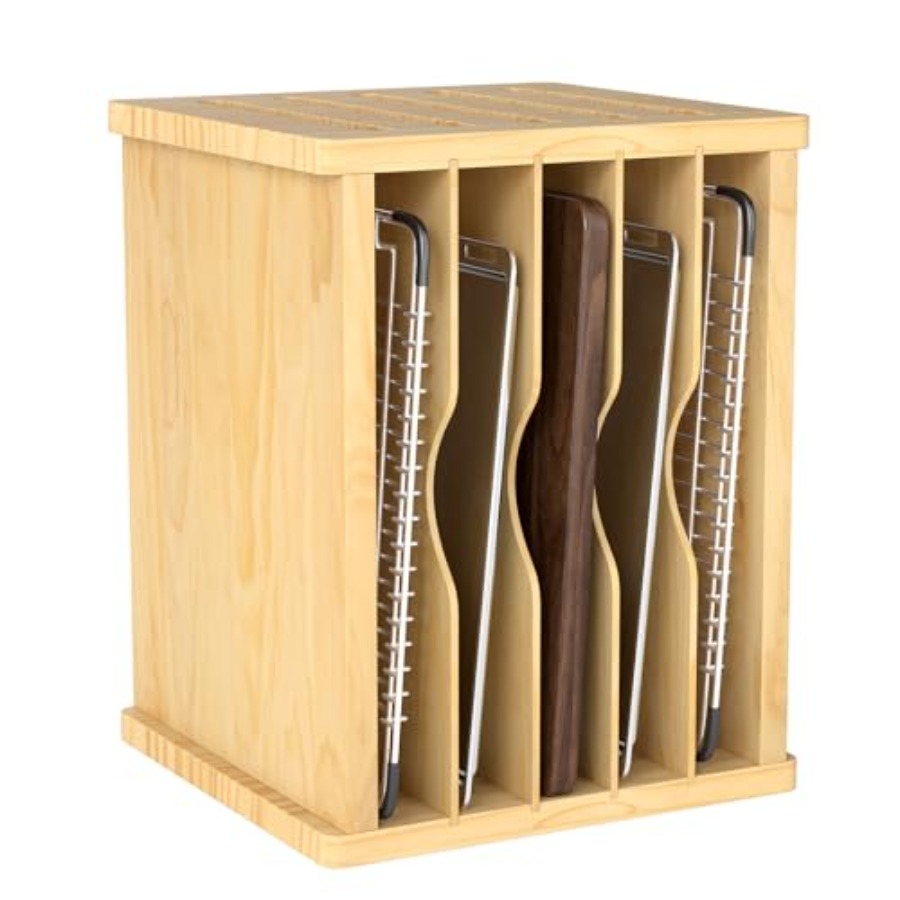 Kitchen Cabinet Baking Organizer - Wood Cabinet Tray Dividers 6 Tier