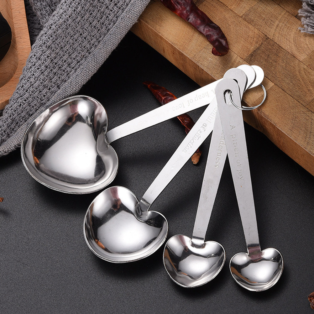 Baking (Kitchen Ingredient) - 2Sets Stainless Steel Measuring Spoons Heart