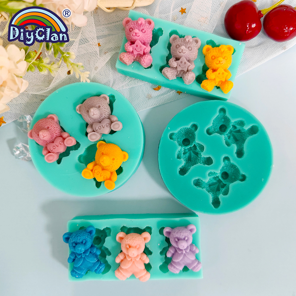 Miniature Baking Kitchen - Cute Mini Bear Silicone Mold Fondant