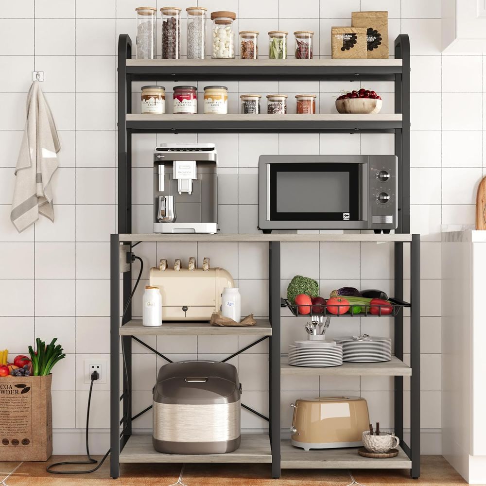 Kitchen Baker - Bakers Rack with Power Outlet, Coee