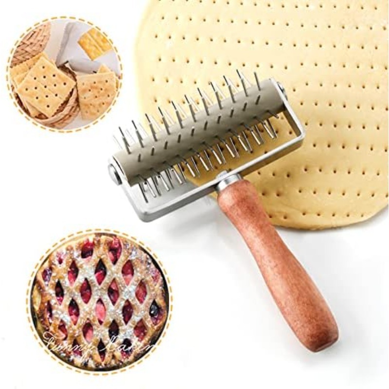 Kitchen And Baking Equipment - Pizza Bread Needle Puncher Roller Stainless