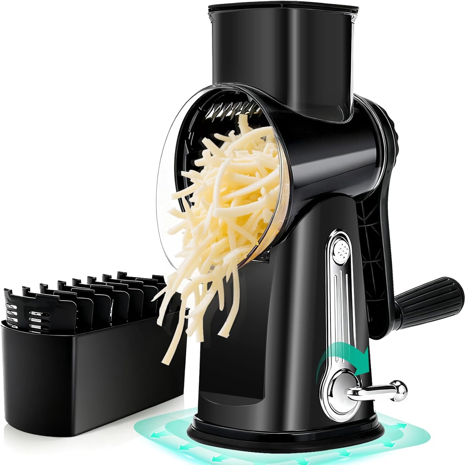 Kitchen Baking Tray Organizer - Rotary Cheese Grater with 5 Blades