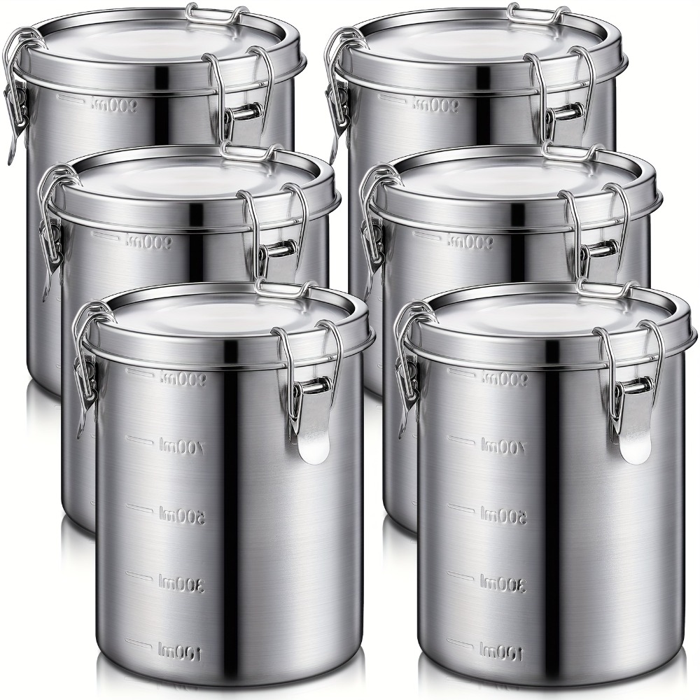 Kitchen Baking Canisters - 6 Pack 34 Oz Stainless Steel