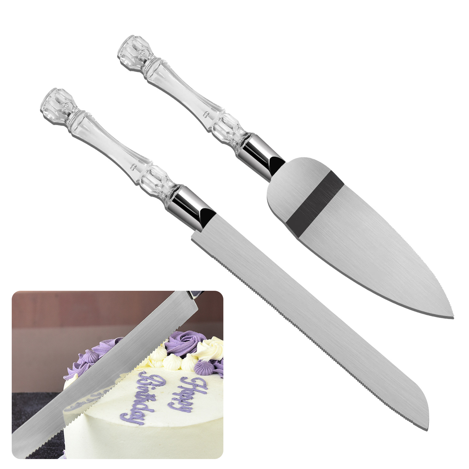 Cake Knife and Server Set Crys - Offset Spatula Set reseña y precio