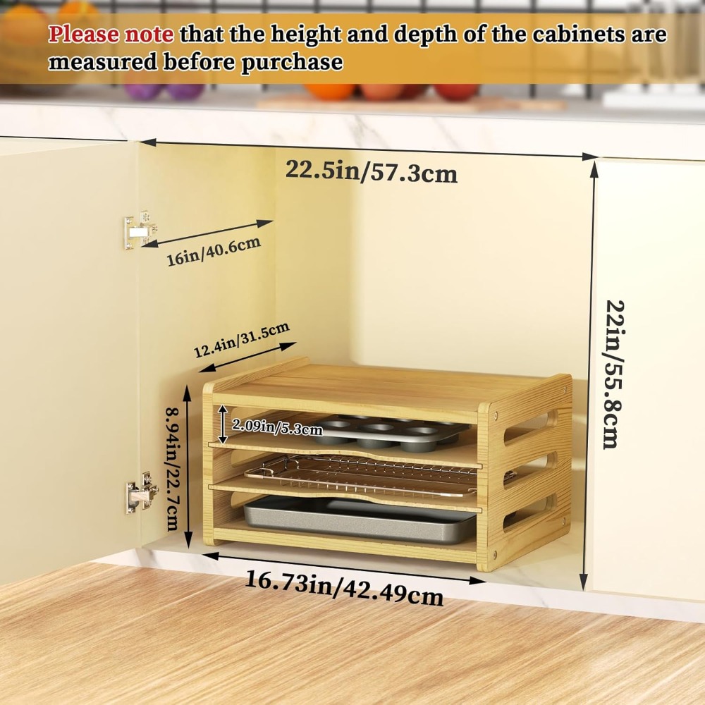 Wooden Cabinet Tray Dividers,  - Kitchen Cabinet Baking Organizer reseña y precio