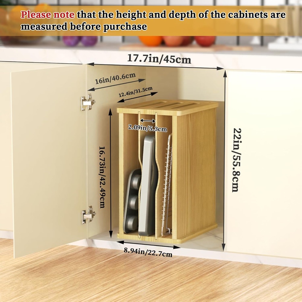 Wooden Cabinet Tray Dividers,  - Kitchen Cabinet Baking Organizer reseña y precio