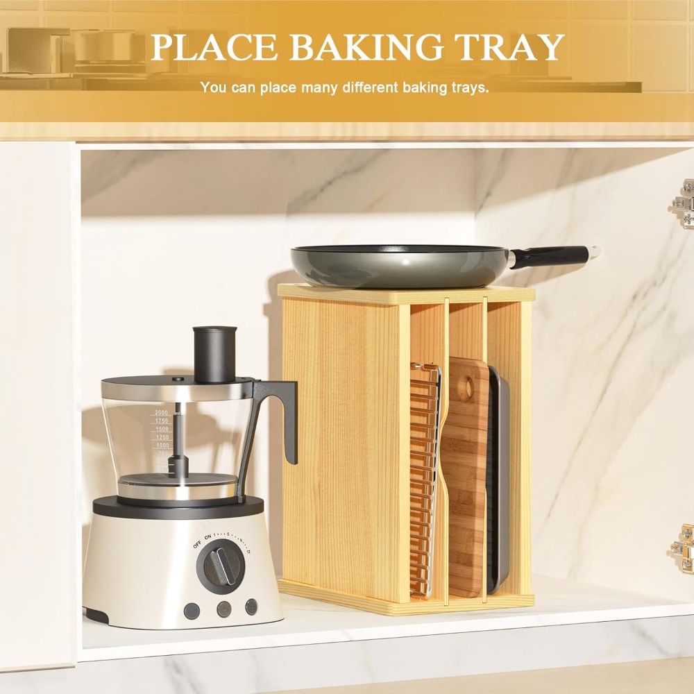 Wooden Cabinet Tray Dividers,  - Kitchen Cabinet Baking Organizer reseña y precio