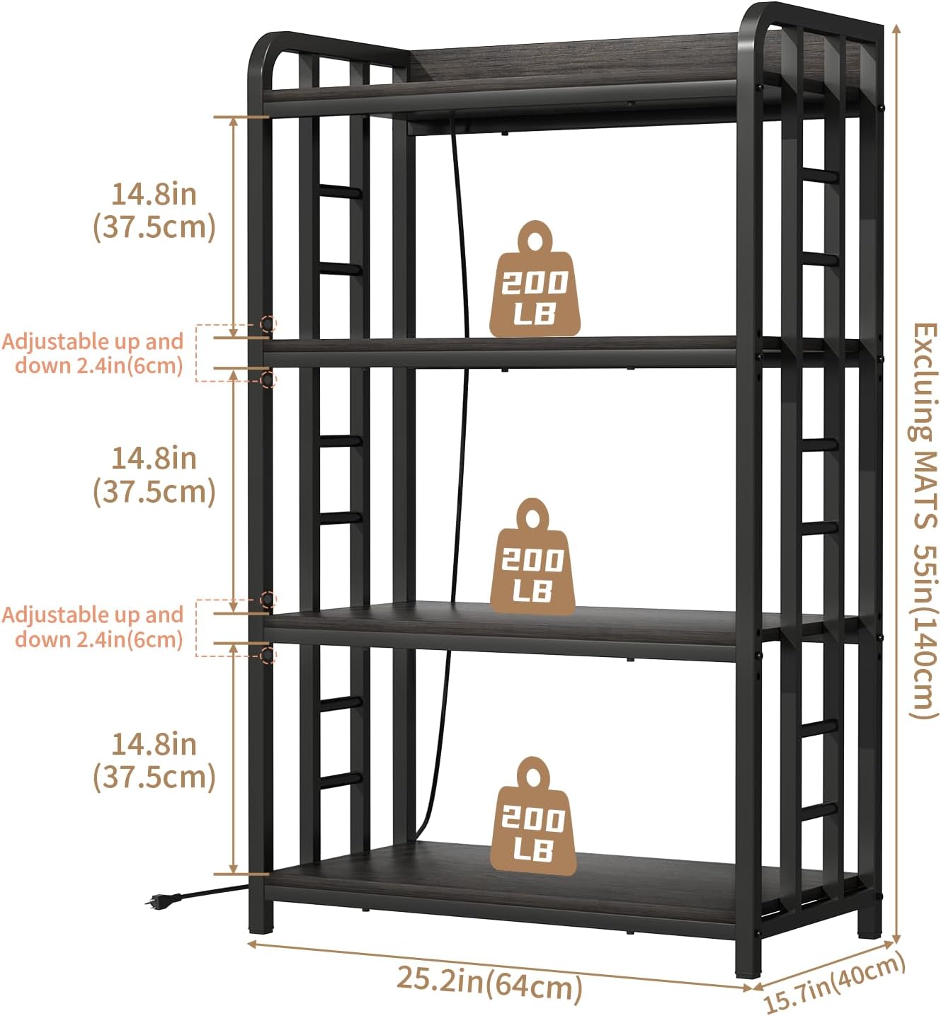Adjustable Bakers Rack with Po - Kitchen Baker reseña y precio
