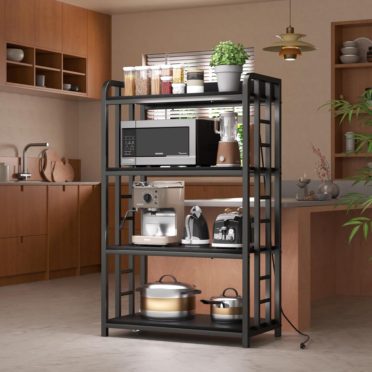 Adjustable Bakers Rack with Po - Kitchen Baker reseña y precio