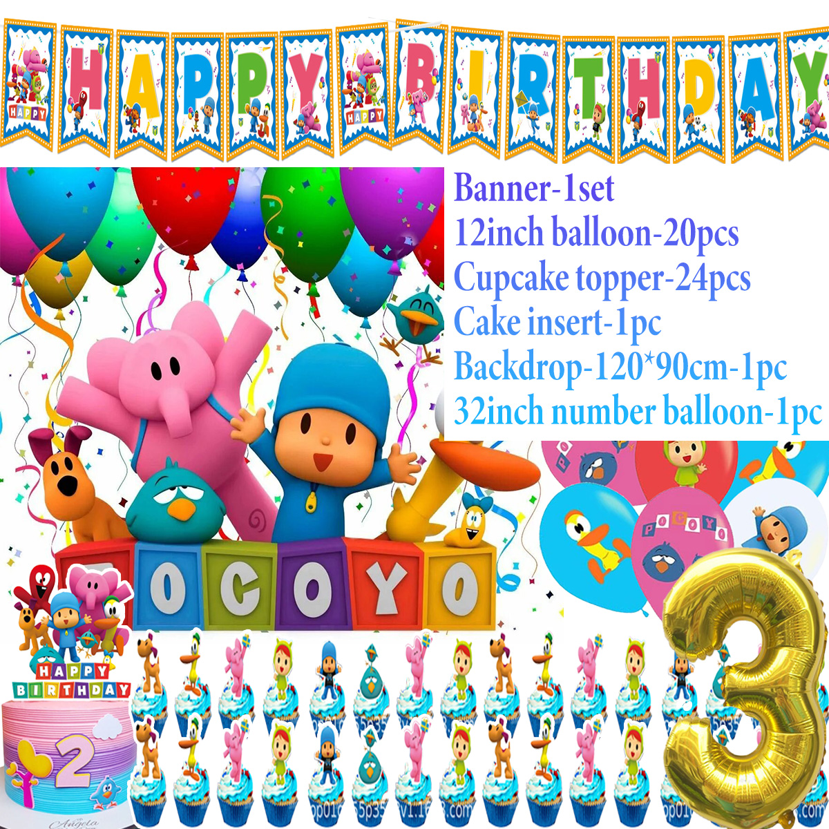 Blue&Pocoyoing Birthday Party  - Cake Board Round reseña y precio