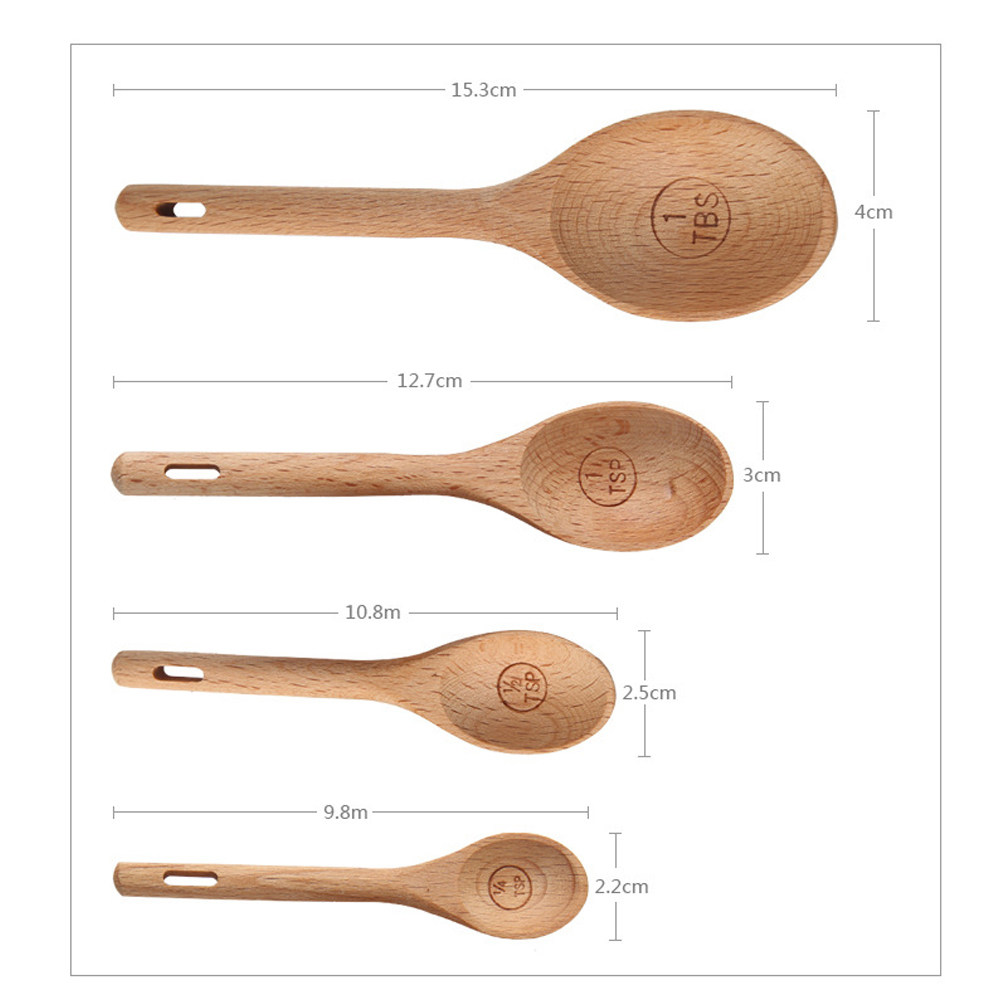 4Pcs Wooden Measuring Spoons S - Baking (Kitchen Ingredient) reseña y precio