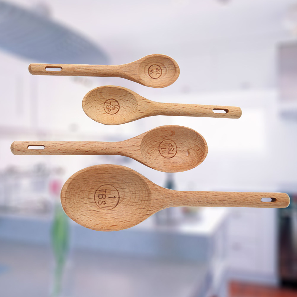 4Pcs Wooden Measuring Spoons S - Baking (Kitchen Ingredient) reseña y precio