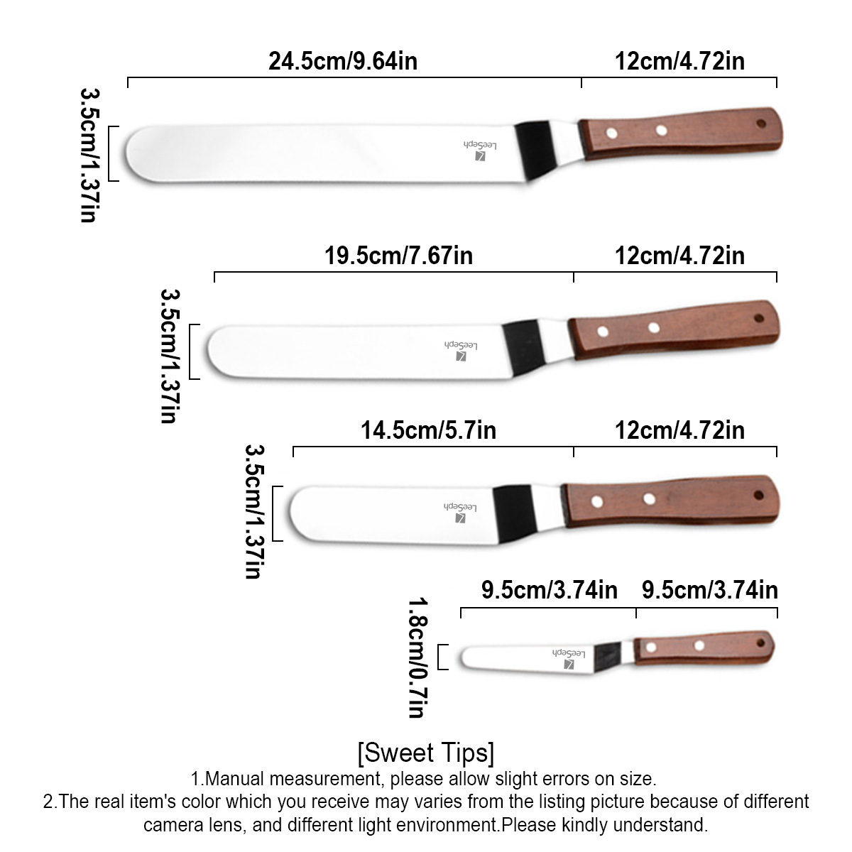 4 Pcs Icing Spatula, 4/6/8/10  - Offset Spatula Set reseña y precio