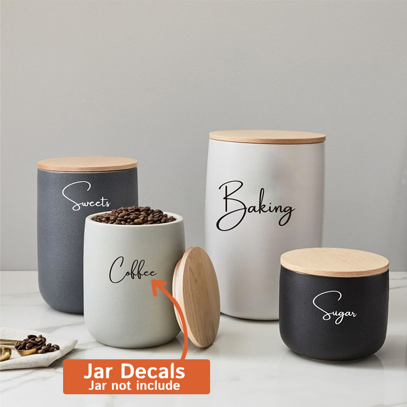 Decal Only 8Pcs Kitchen Organi - Kitchen Baking Canisters reseña y precio