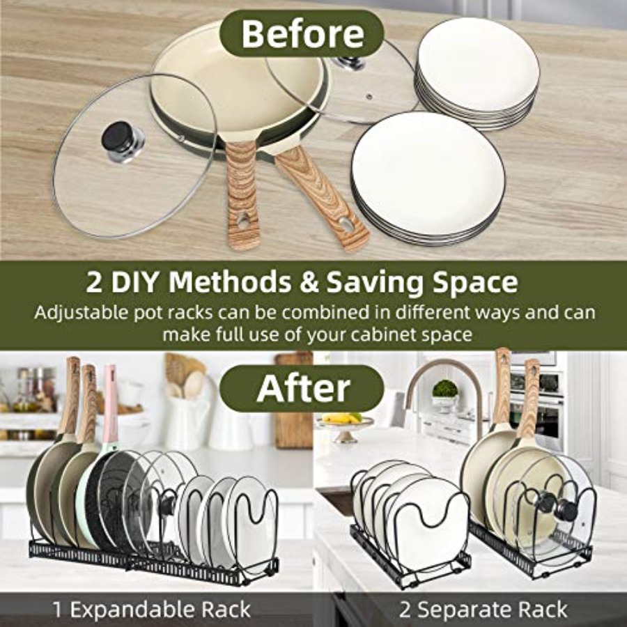 Pot Rack -Expandable Pan Organ - Kitchen Cabinet Baking Organizer reseña y precio