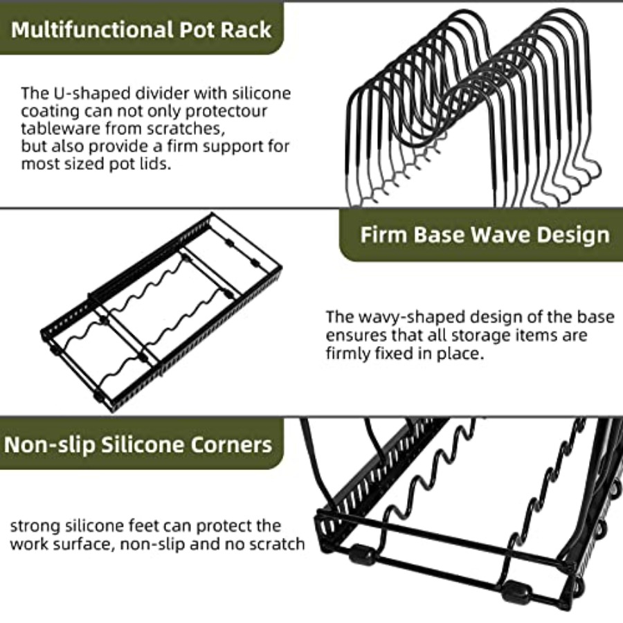 Pot Rack -Expandable Pan Organ - Kitchen Cabinet Baking Organizer reseña y precio