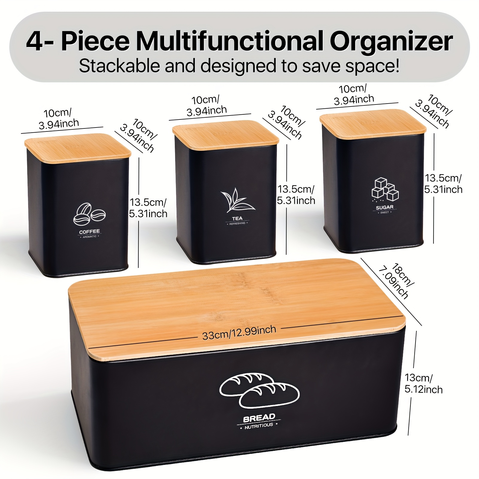 Metal Bread Box for Kitchen Co - Kitchen Baking Canisters reseña y precio