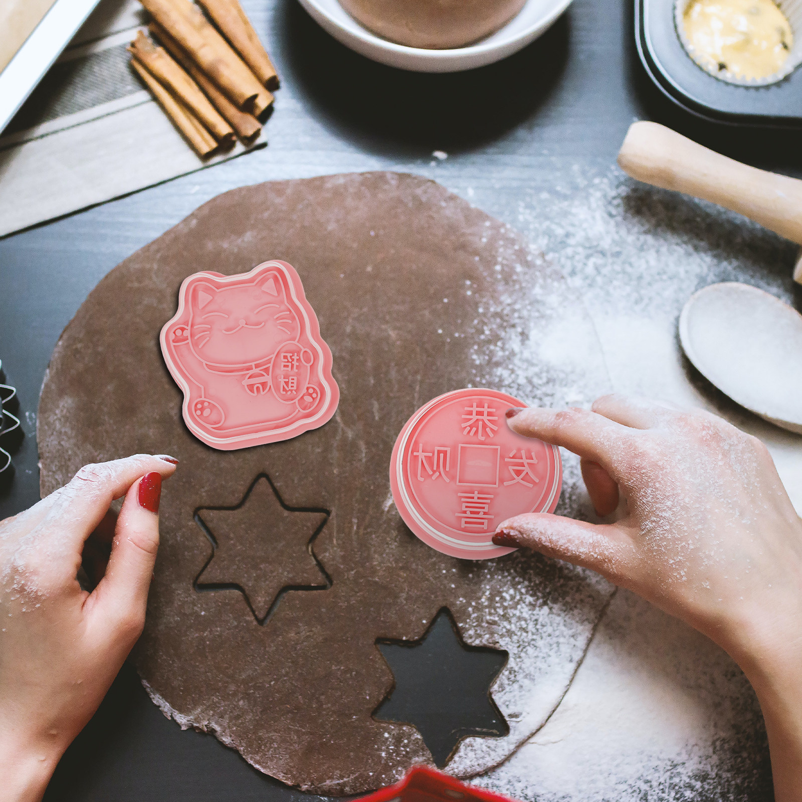 8Pcs New Year Cookie Molds Cre - Kitchen Accessories For Baking reseña y precio