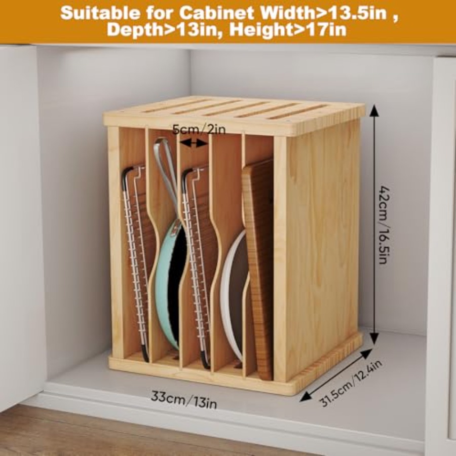 Wood Cabinet Tray Dividers 6 T - Kitchen Cabinet Baking Organizer reseña y precio