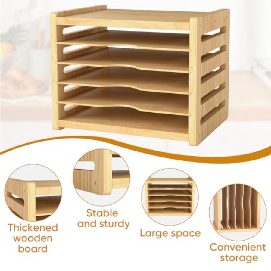 Wood Cabinet Tray Dividers 6 T - Kitchen Cabinet Baking Organizer reseña y precio
