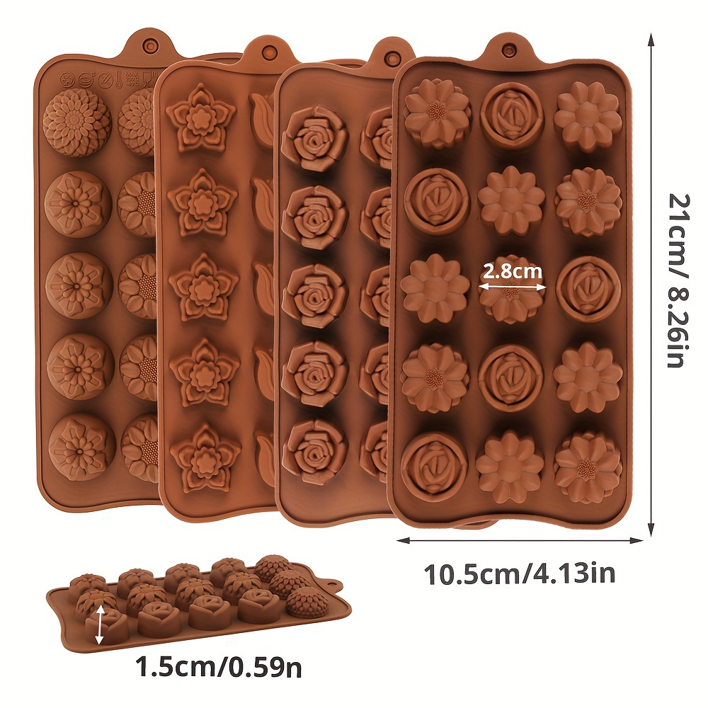 4 Flower-Shaped Chocolate Cand - Kitchen Accessories For Baking reseña y precio
