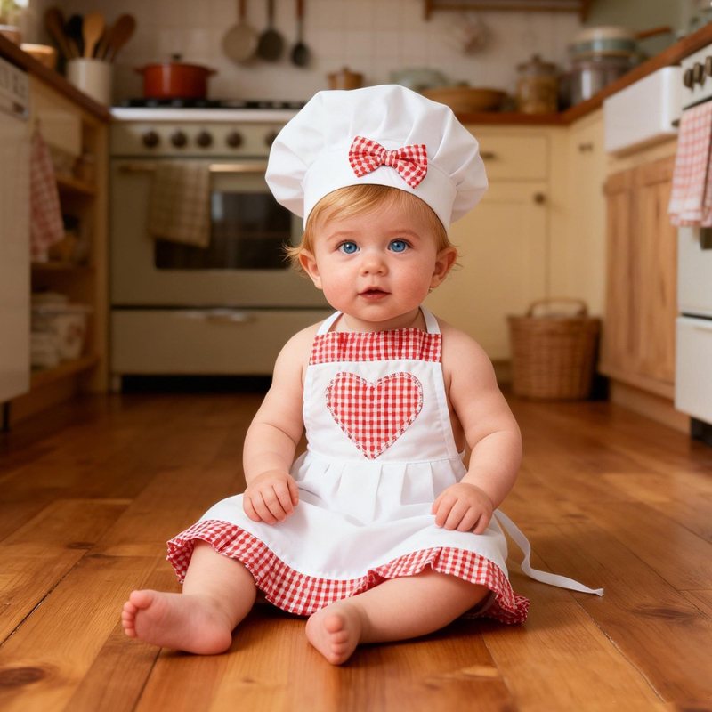 Red Gingham Baby Chef Costumes - Kitchen Baker reseña y precio