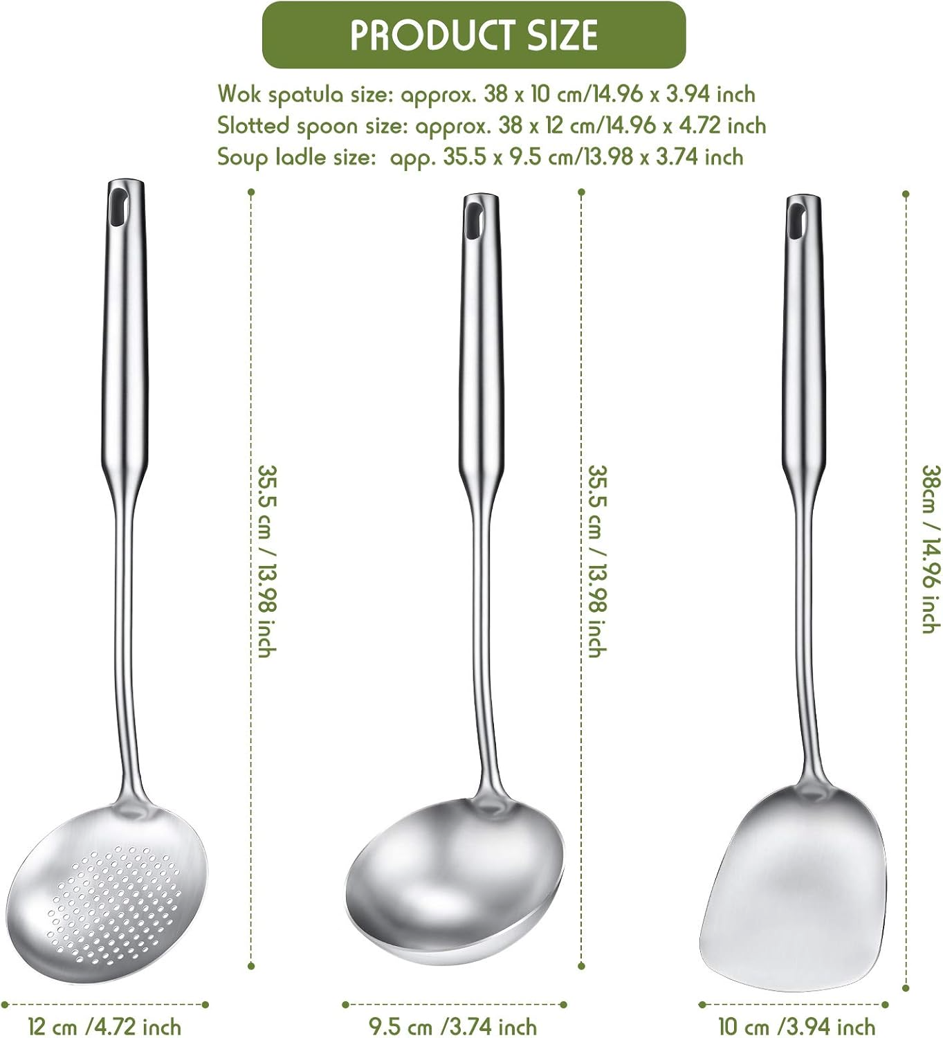 Wok Spatula, Ladle and Large S - Offset Spatula Set reseña y precio