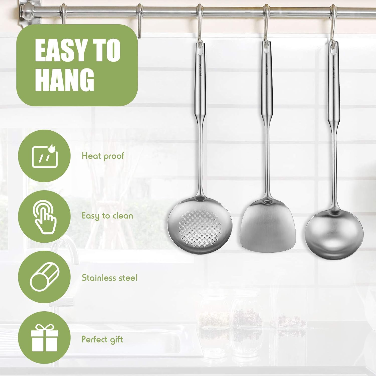 Wok Spatula, Ladle and Large S - Offset Spatula Set reseña y precio