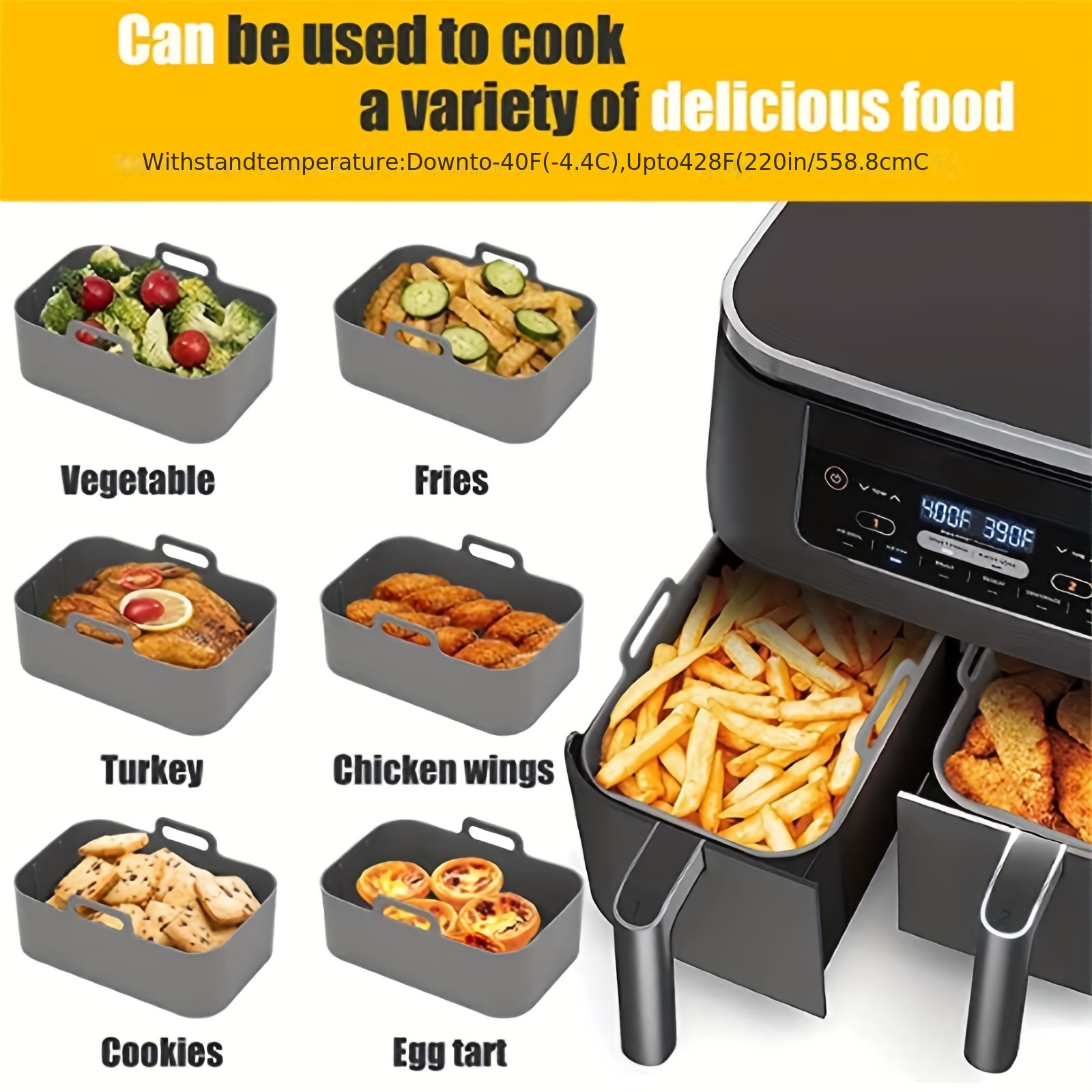 1/2Pcs Air Fryer Silicone Tray - Kitchen Baking Pan reseña y precio