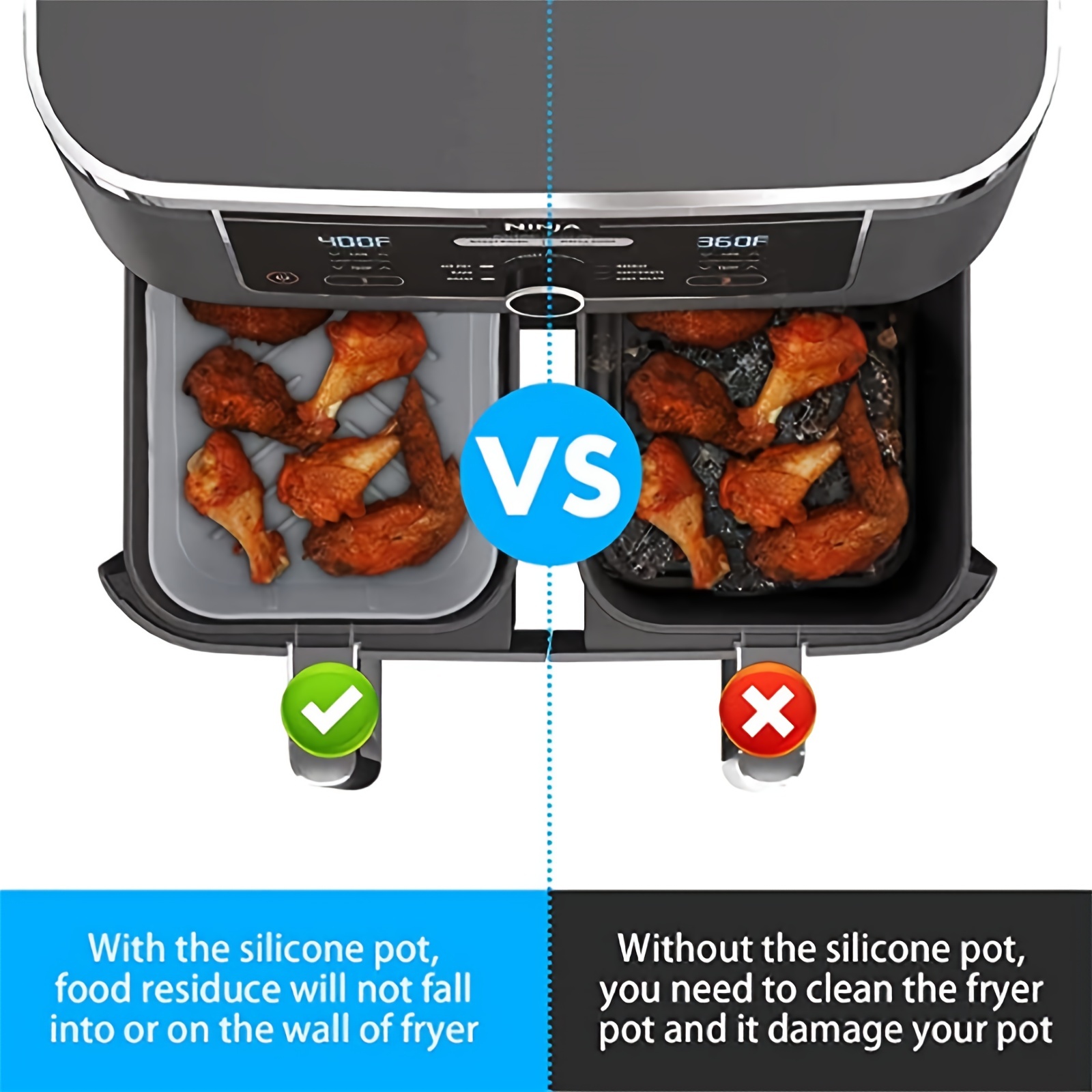 1/2Pcs Air Fryer Silicone Tray - Kitchen Baking Pan reseña y precio