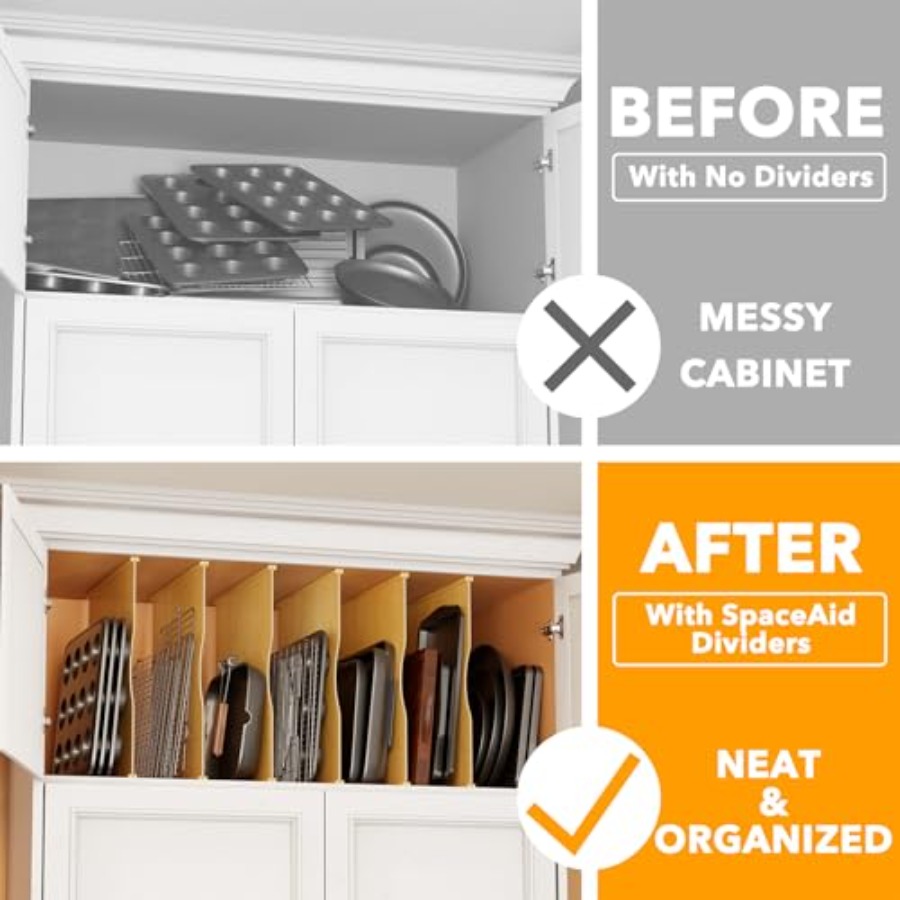 6 Pack Tray Dividers for Cabin - Kitchen Cabinet Baking Organizer reseña y precio