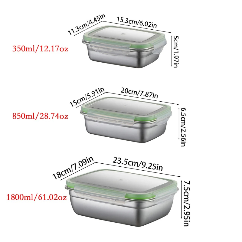 304 Stainless Steel Lunch Box  - Kitchen Baking Tray Organizer reseña y precio