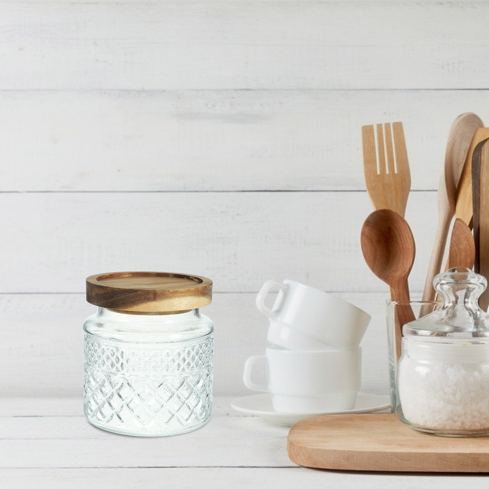 Large Glass Canister with Wood - Kitchen Baking Canisters reseña y precio