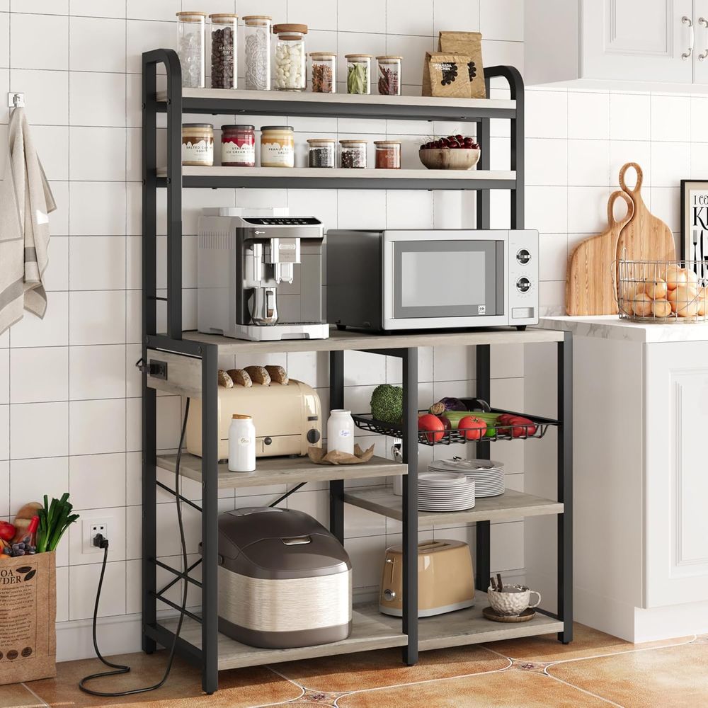 Bakers Rack with Power Outlet, - Kitchen Baker reseña y precio