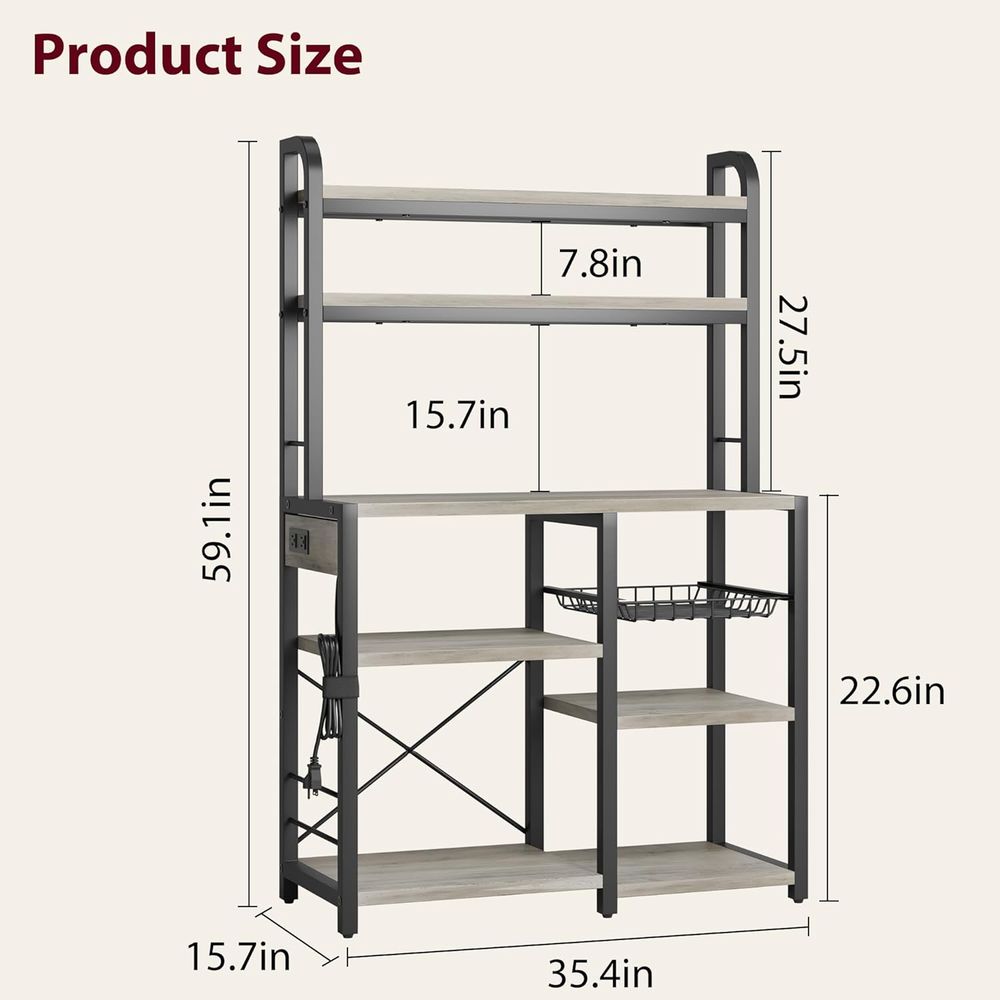 Bakers Rack with Power Outlet, - Kitchen Baker reseña y precio