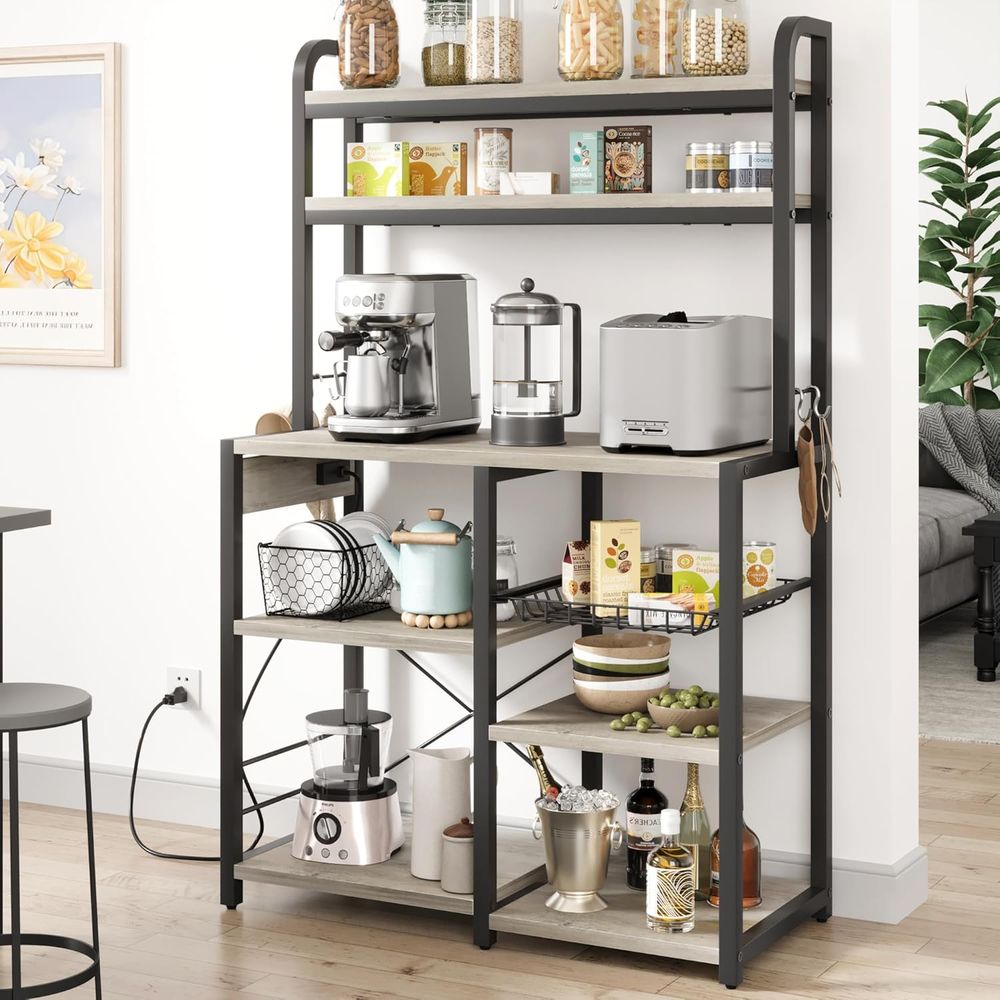 Bakers Rack with Power Outlet, - Kitchen Baker reseña y precio