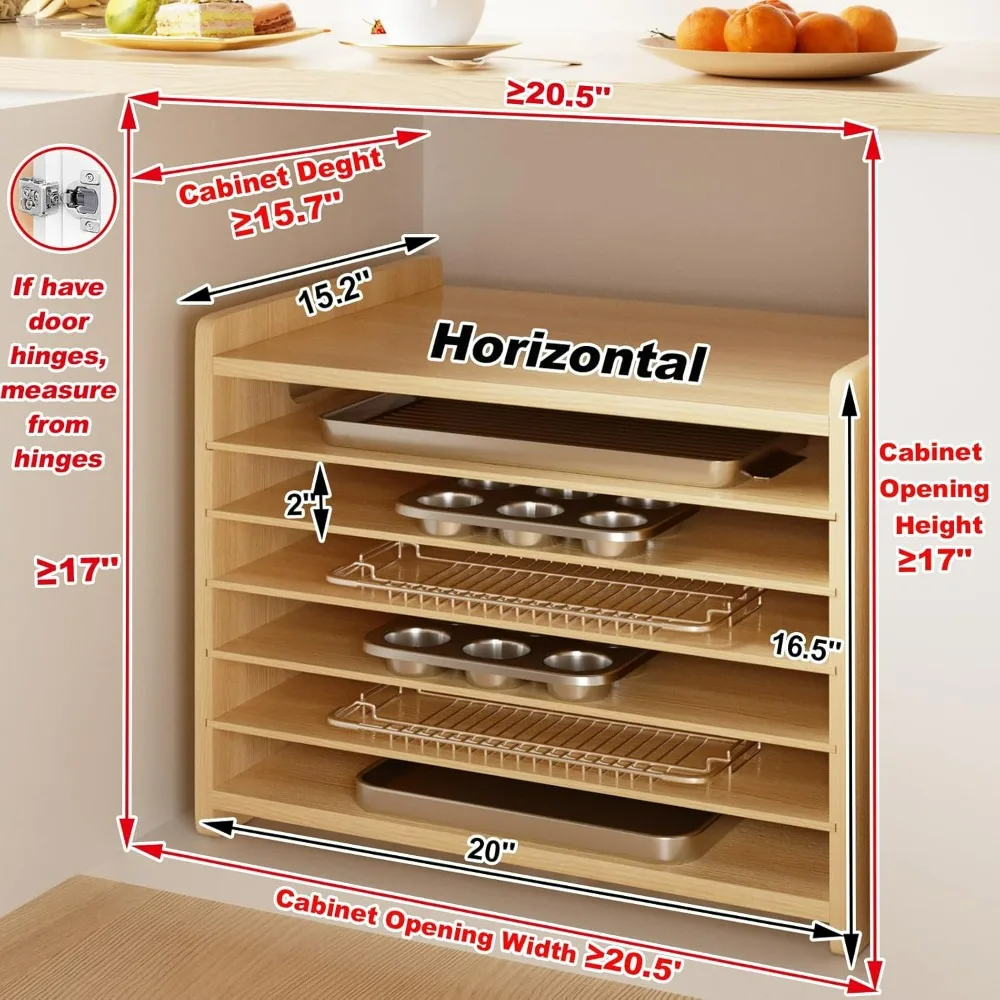 Wooden 7-Tier Cabinet Dividers - Kitchen Cabinet Baking Organizer reseña y precio