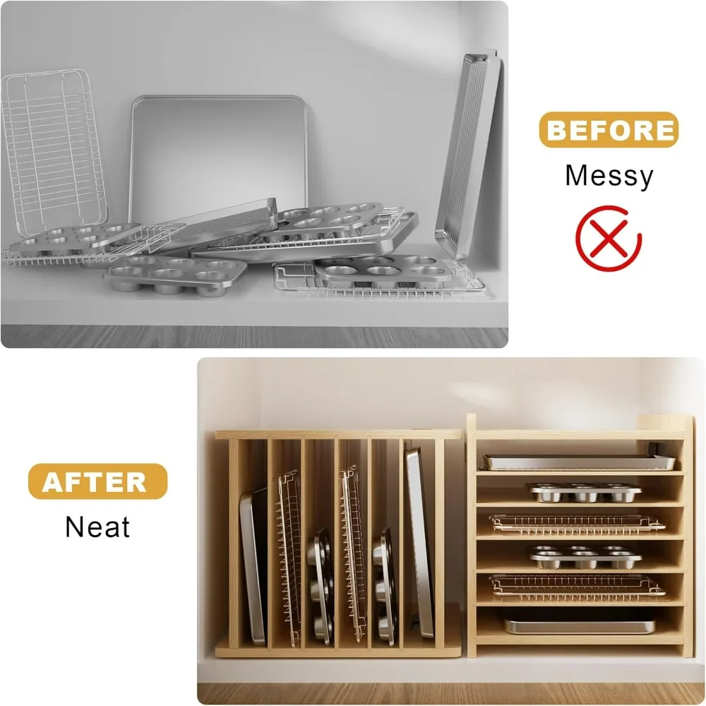 Wooden 7-Tier Cabinet Dividers - Kitchen Cabinet Baking Organizer reseña y precio