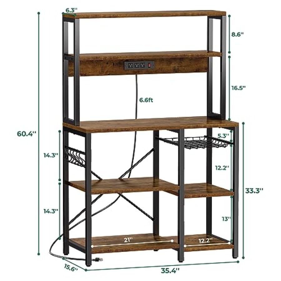 Bakers Rack with Power Outlet  - Kitchen Baker reseña y precio