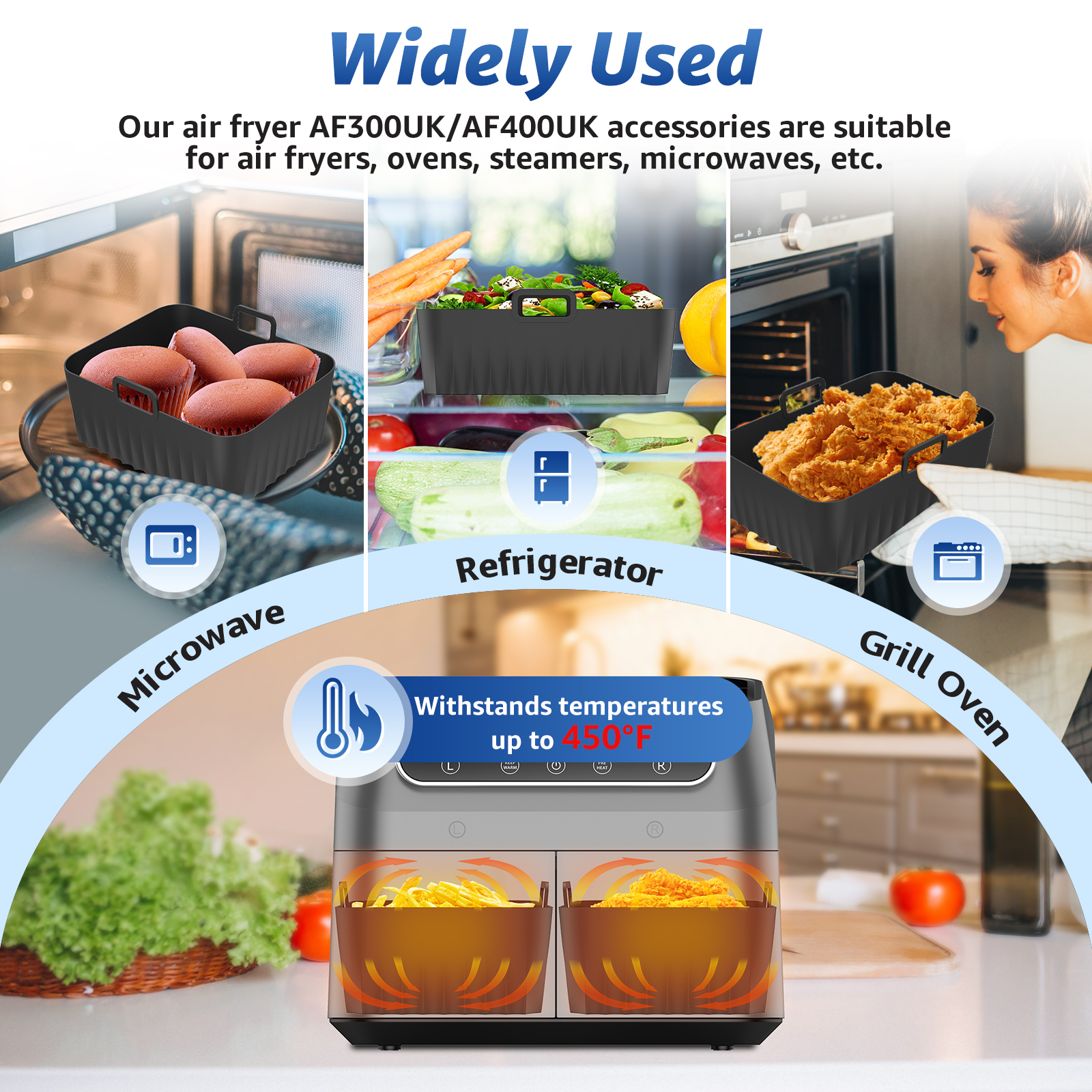 2Pcs Air Fryer Silicone Pot Ai - Kitchen Baking Pan reseña y precio