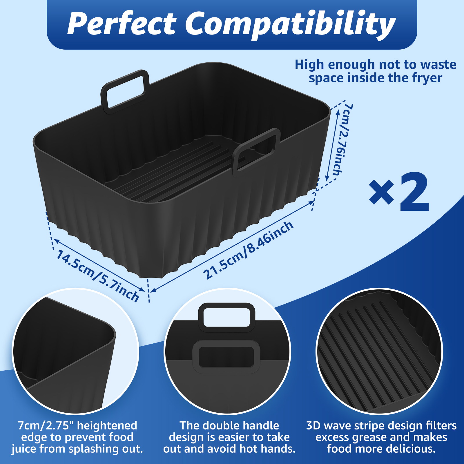 2Pcs Air Fryer Silicone Pot Ai - Kitchen Baking Pan reseña y precio