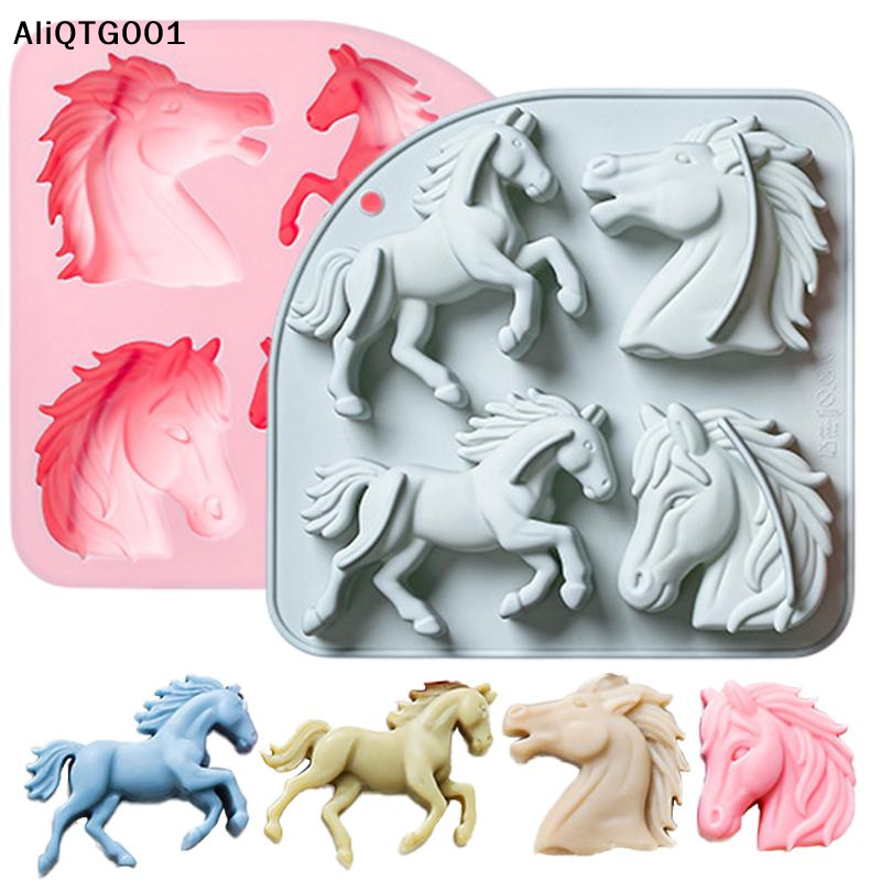 4-Cavity 3D Horse Silicone Mol - Silicone Cake Mold reseña y precio