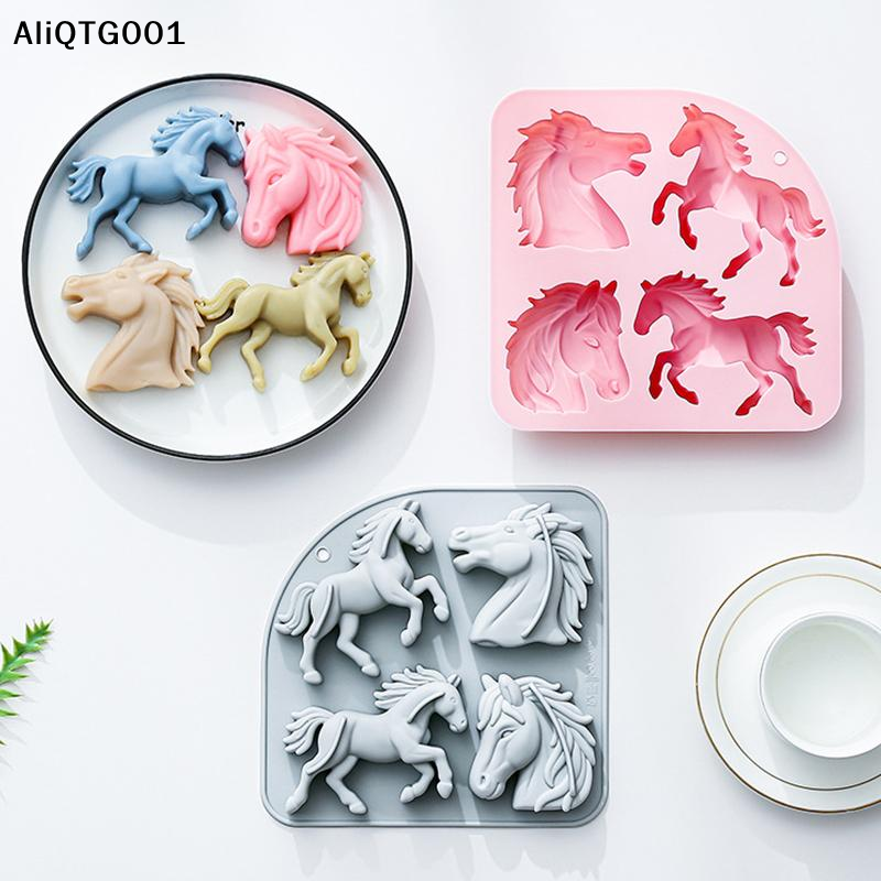 4-Cavity 3D Horse Silicone Mol - Silicone Cake Mold reseña y precio