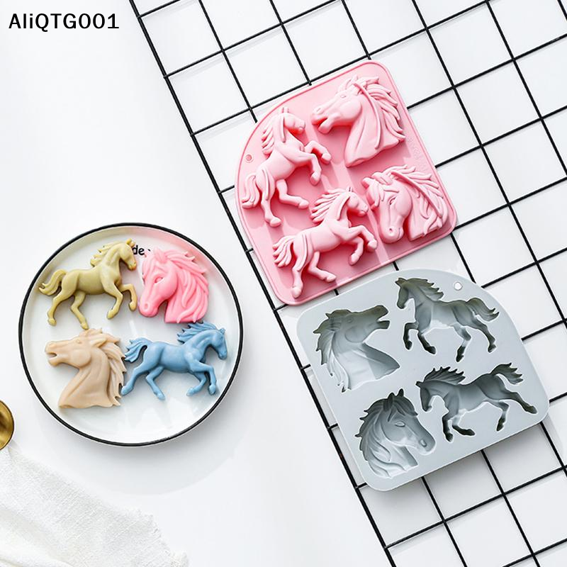 4-Cavity 3D Horse Silicone Mol - Silicone Cake Mold reseña y precio