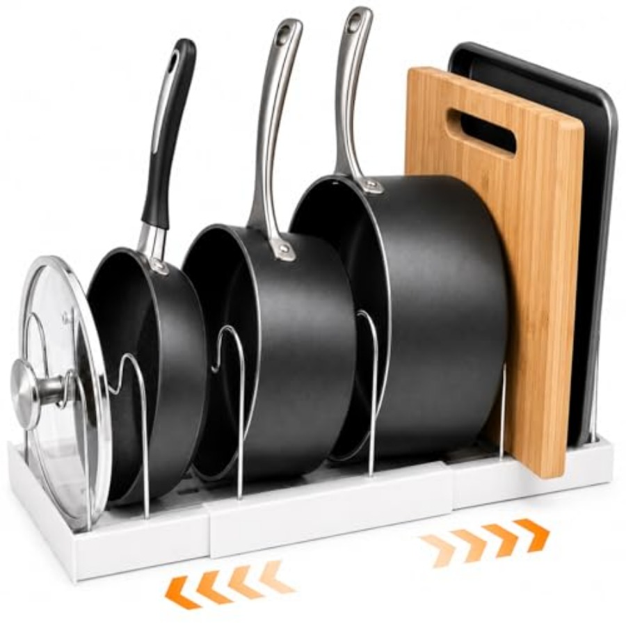 Pot Rack:Expandable Pan Organi - Kitchen Cabinet Baking Organizer reseña y precio